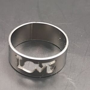 Stainless Steel "LOVE" Cutout Band Ring | Silver Tone | Size 8.5